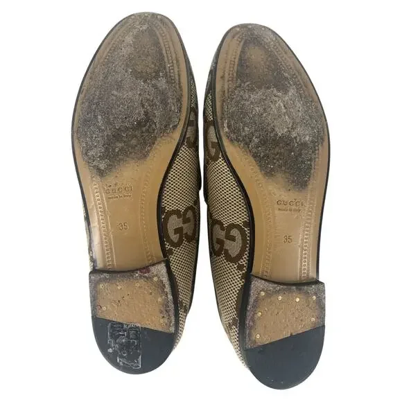 Gucci Jordaan Loafers GG Monogram Canvas in Rosewood with Leather Trim - Picture 16 of 16